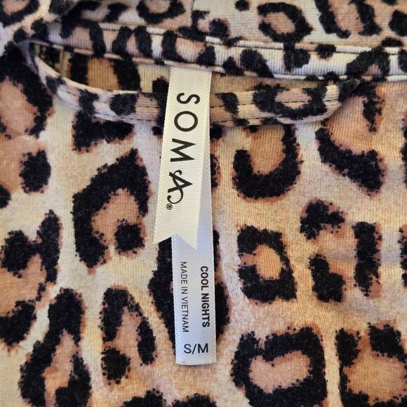 Soma Womens Cool Nights Animal Print Tie Front Short Robe S/M - Picture 2 of 12